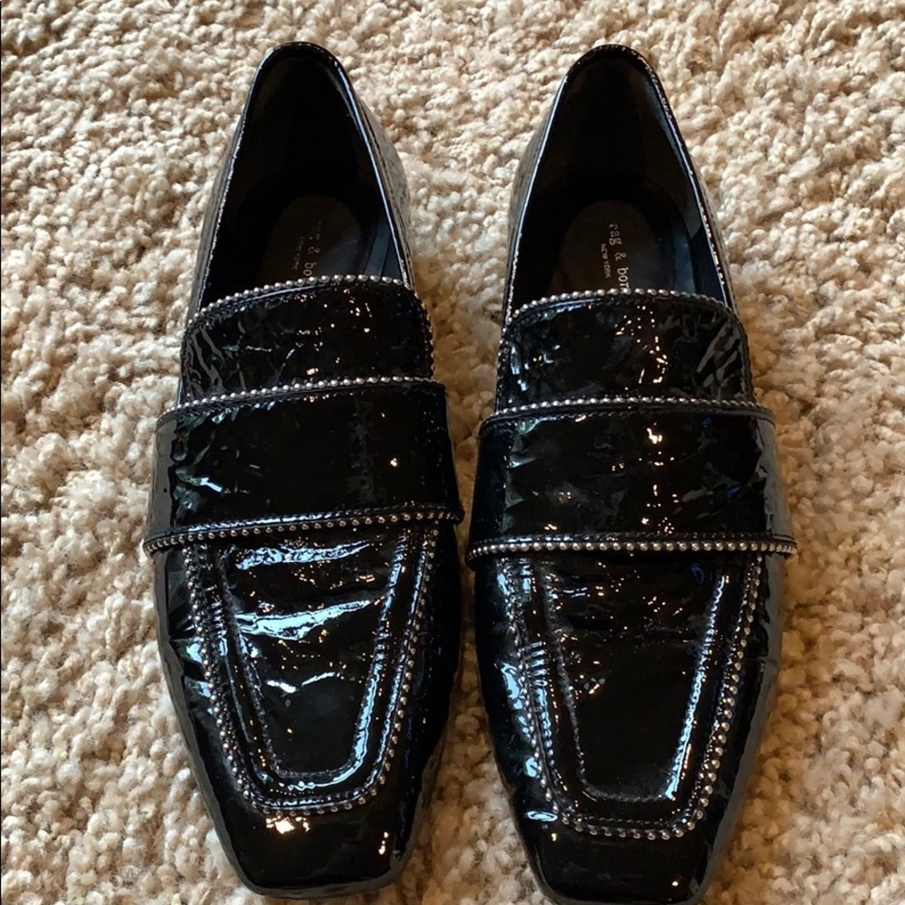 Rag and Bone black patent leather loafer